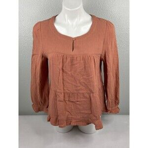 Ice Bird Women Small Peach Babydoll Top Oversized Bohemian Long Sleeve NWT